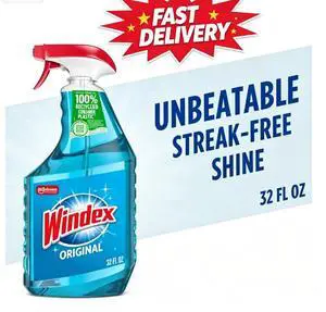 Windex Glass, Window, and Mirror Cleaner, Original Blue, Spray Bottle, 32 fl oz. Windex Glass, Window, and Mirror Cleaner, Original Blue, Spray Bottle, 32 fl oz.