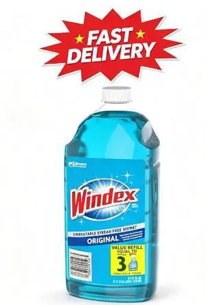 Windex Glass, Window, and Mirror Cleaner Refill, Original Blue, 67.6 fl oz Windex Glass, Window, and Mirror Cleaner Refill, Original Blue, 67.6 fl oz