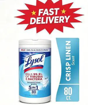 Lysol Disinfecting Wipes, All Purpose Cleaner, Multi Surface Antibacterial Cleaning Wipes, Cleaning Supplies, Crisp Linen Scent, 80 Count Lysol Disinfecting Wipes, All Purpose Cleaner, Multi Surface Antibacterial Cleaning Wipes, Cleaning Supplies, Crisp Linen Scent, 80 Count
