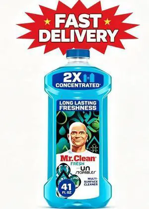 Mr. Clean All Purpose Cleaner, 2X Concentrated Multi Surface, Unstopable Fresh Scent, 41 fl oz Mr. Clean All Purpose Cleaner, 2X Concentrated Multi Surface, Unstopable Fresh Scent, 41 fl oz
