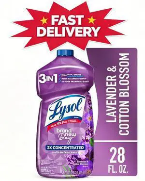 Lysol All Purpose Cleaner, 2X Concentrated Multi-Surface Disinfectant Floor Cleaner for Mopping Solution, for Bathroom & Kitchen, Lavender & Cotton Blossom, 28 fl oz Lysol All Purpose Cleaner, 2X Concentrated Multi-Surface Disinfectant Floor Cleaner for Mopping Solution, for Bathroom & Kitchen, Lavender & Cotton Blossom, 28 fl oz