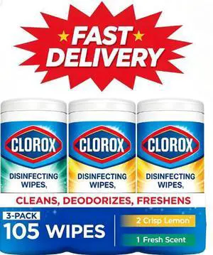 Clorox Disinfecting Cleaning Wipes Variety Pack, Bleach Free, Fresh Scent and Crisp Lemon, 35 Count Each, Pack of 3 Clorox Disinfecting Cleaning Wipes Variety Pack, Bleach Free, Fresh Scent and Crisp Lemon, 35 Count Each, Pack of 3