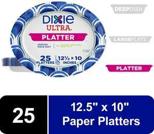 Dixie Ultra Platter Disposable Paper Plates, 12.5"x10", Multi-Color, 25 Count Dixie Ultra Platter Disposable Paper Plates, 12.5"x10", Multi-Color, 25 Count