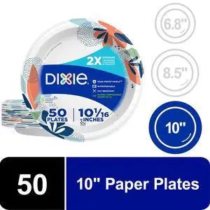 Dixie Disposable Paper Plates, 10", Multi-Color, 50 Count Dixie Disposable Paper Plates, 10", Multi-Color, 50 Count