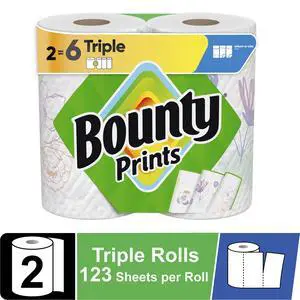 Bounty Paper Towels Select-A-Size Print, 2 Triple Rolls, 123 Sheets per Roll Bounty Paper Towels Select-A-Size Print, 2 Triple Rolls, 123 Sheets per Roll
