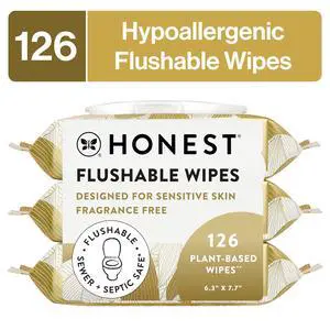 The Honest Company Flushable Wipes, Plant-Based, 126 Count, Gilded Wings The Honest Company Flushable Wipes, Plant-Based, 126 Count, Gilded Wings