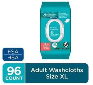 Assurance Disposable and Pre-Moistened Premium Extra Large Washcloths for Adults, 96 Count Assurance Disposable and Pre-Moistened Premium Extra Large Washcloths for Adults, 96 Count