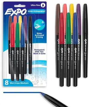 EXPO Wet Erase Markers, Assorted Colors, Ultra Fine Tip, 8 Count EXPO Wet Erase Markers, Assorted Colors, Ultra Fine Tip, 8 Count
