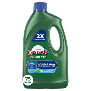 Cascade Complete Dishwasher Detergent Liquid Gel, Dish Detergent, Dish Soap, Fresh, 75oz Cascade Complete Dishwasher Detergent Liquid Gel, Dish Detergent, Dish Soap, Fresh, 75oz