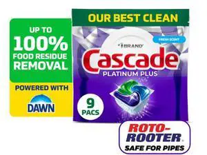 Cascade Platinum Plus Dishwasher Pods, Fresh, 9 Count Cascade Platinum Plus Dishwasher Pods, Fresh, 9 Count