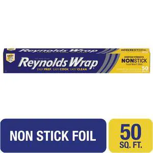 Reynolds Wrap Non-Stick Aluminum Foil Roll, 12 inches Wide, 50 Sq. Ft. Reynolds Wrap Non-Stick Aluminum Foil Roll, 12 inches Wide, 50 Sq. Ft.