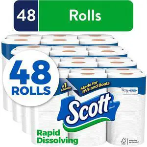 Scott Rapid-Dissolving Toilet Paper for RVs & Boats, 12 Double Rolls Scott Rapid-Dissolving Toilet Paper for RVs & Boats, 12 Double Rolls