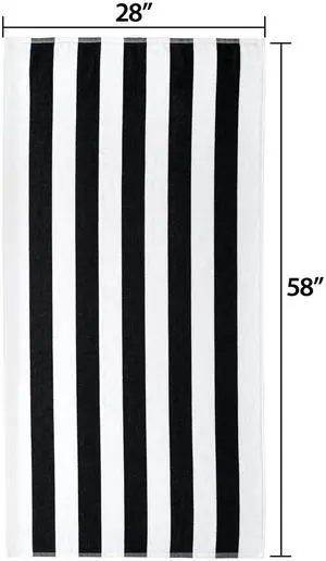 Mainstays Cabana Stripe Beach Towel, 58 in x 28 in, Black Mainstays Cabana Stripe Beach Towel, 58 in x 28 in, Black