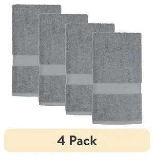 (4 pack) Mainstays Basic Hand Towel, Soft 100% Cotton and highly absorbent Hand Towel, Grey (4 pack) Mainstays Basic Hand Towel, Soft 100% Cotton and highly absorbent Hand Towel, Grey