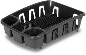 Sterilite DrainRack, Dishrack and Drainboard All-in-One, Inclined Base for Draining, Black Sterilite DrainRack, Dishrack and Drainboard All-in-One, Inclined Base for Draining, Black