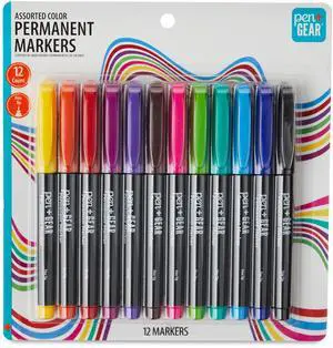Pen+Gear Permanent Markers, Fine Tip, Assorted Colors, 12 Count Pen+Gear Permanent Markers, Fine Tip, Assorted Colors, 12 Count