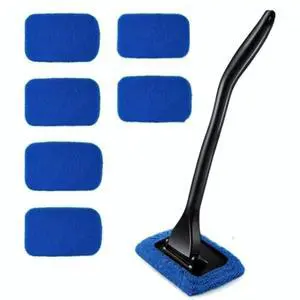 6 Pieces Windshield Cleaning Tool, Car Window Cleaner with 5 Reusable Washable Microfiber Pads and Extendable Handle, Auto Interior Glass Squeegee Kit, Green (Blue) 6 Pieces Windshield Cleaning Tool, Car Window Cleaner with 5 Reusable Washable Microfiber Pads and Extendable Handle, Auto Interior Glass Squeegee Kit, Green (Blue)