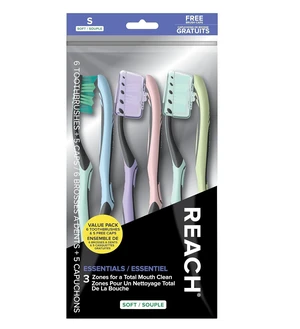Reach Essentials Soft Toothbrush with Toothbrush Cover, 6-Pack Reach Essentials Soft Toothbrush with Toothbrush Cover, 6-Pack