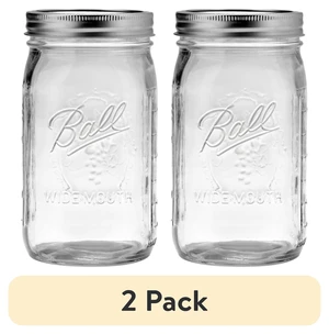 Ball Glass Mason Jar with Lid & Band, Wide Mouth, 32 oz, 2 Pack Ball Glass Mason Jar with Lid & Band, Wide Mouth, 32 oz, 2 Pack