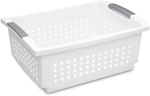 Sterilite Large Stacking Basket Open Plastic Bin Space Saving Organizers White Sterilite Large Stacking Basket Open Plastic Bin Space Saving Organizers White