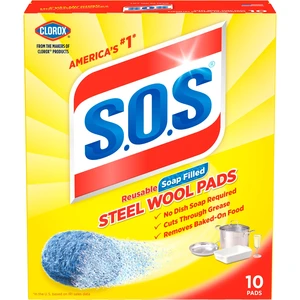 S.O.S Steel Wool Dish Scrubber Pads, 10 Pack S.O.S Steel Wool Dish Scrubber Pads, 10 Pack