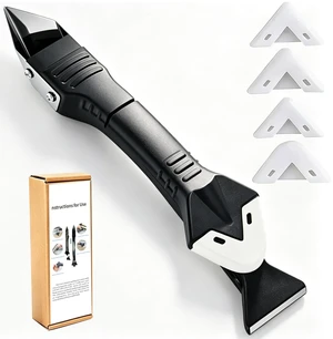 3-In-1 Silicone Caulking Tool - Stainless Steel Caulk Remover and Sealant Smoothing Scraper 3-In-1 Silicone Caulking Tool - Stainless Steel Caulk Remover and Sealant Smoothing Scraper