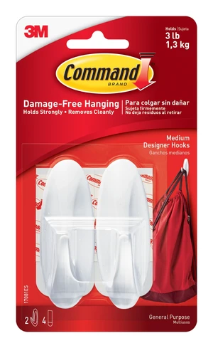 Command Medium Designer 2 Hooks and 4 Strips, Damage-Free Hanging Wall Hooks with Adhesive Strips, No Tools Required, Holds Up to 3 lbs, Perfect for Hanging, Organizing a Command Medium Designer 2 Hooks and 4 Strips, Damage-Free Hanging Wall Hooks with Adhesive Strips, No Tools Required, Holds Up to 3 lbs, Perfect for Hanging, Organizing a
