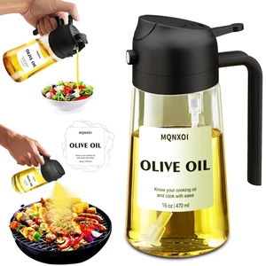 2 in 1 Glass Oil Sprayer & Dispenser 16oz/470ml for Olive Oil Cooking, Air Fryer, Salad, Kitchen Gadgets, with Stickers (Black) 2 in 1 Glass Oil Sprayer & Dispenser 16oz/470ml for Olive Oil Cooking, Air Fryer, Salad, Kitchen Gadgets, with Stickers (Black)