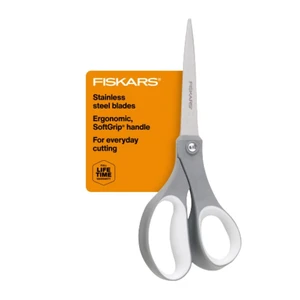 Fiskars 8" SoftGrip Everyday All Purpose Scissors, Office and Crafts, Grey Fiskars 8" SoftGrip Everyday All Purpose Scissors, Office and Crafts, Grey