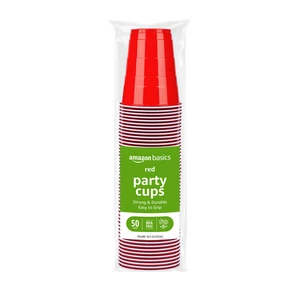 Amazon Basics Sturdy Disposable Plastic Party Cups, 18oz, 50 Count, Red, BPA-Free Amazon Basics Sturdy Disposable Plastic Party Cups, 18oz, 50 Count, Red, BPA-Free