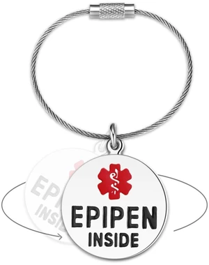 EpiPen Inside Medical Alert Tag, 1" Stainless Steel EpiPen Inside Medical Alert Tag, 1" Stainless Steel