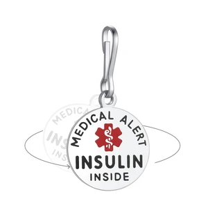 Insulin Inside Bag Tag 1.25" with Zipper Pull | Pre-Engraved, Dual-Sided & Bold Lettering - Stainless Steel, Heavy-Duty Construction - Ideal for Emergency, Medical Condition Insulin Inside Bag Tag 1.25" with Zipper Pull | Pre-Engraved, Dual-Sided & Bold Lettering - Stainless Steel, Heavy-Duty Construction - Ideal for Emergency, Medical Condition