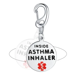 Asthma Inhaler Inside 1.25" Pre Engraved Stainless Medical Bag Tag Asthma Inhaler Inside 1.25" Pre Engraved Stainless Medical Bag Tag