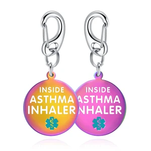 Asthma Inhaler Inside 1.25" Pre Engraved Stainless Medical Bag Tag Asthma Inhaler Inside 1.25" Pre Engraved Stainless Medical Bag Tag