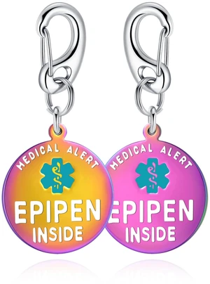 EpiPen Inside Medical Alert Tag, 1.25" PVD Rainbow EpiPen Inside Medical Alert Tag, 1.25" PVD Rainbow