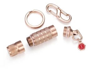 Divoti Precision CNC Machined Stainless Steel EDC Pill Fob - Micro/PVD Rose Gold W/Extender Divoti Precision CNC Machined Stainless Steel EDC Pill Fob - Micro/PVD Rose Gold W/Extender