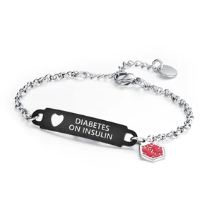 Pre-Engraved Medical Alert ID Bracelet Simple Rolo Chain Stainless Steel Silver, Water Proof with First Aid Symbol Personalized for Women Health Jewelry Pre-Engraved Medical Alert ID Bracelet Simple Rolo Chain Stainless Steel Silver, Water Proof with First Aid Symbol Personalized for Women Health Jewelry