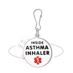 Asthma Inhaler Inside 1.25" Pre Engraved Stainless Medical Bag Tag Asthma Inhaler Inside 1.25" Pre Engraved Stainless Medical Bag Tag