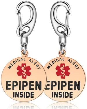 EpiPen Inside Medical Alert Tag, 1.25" PVD Rose Gold EpiPen Inside Medical Alert Tag, 1.25" PVD Rose Gold
