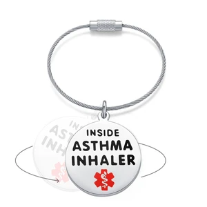 Asthma Inhaler Inside 1.25" Pre Engraved Stainless Medical Bag Tag Asthma Inhaler Inside 1.25" Pre Engraved Stainless Medical Bag Tag