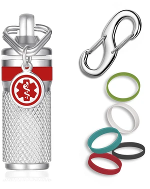 Divoti Precision CNC Machined Stainless Steel Emergency Pill Holder Keychain - Small/Silicone Bands Divoti Precision CNC Machined Stainless Steel Emergency Pill Holder Keychain - Small/Silicone Bands