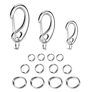 Pet Tag Quick Clip/Sping-Load Hook Combo for Pet ID Tags - 1 Per Standard/Medium/Large w/Pack of Split Rings Pet Tag Quick Clip/Sping-Load Hook Combo for Pet ID Tags - 1 Per Standard/Medium/Large w/Pack of Split Rings