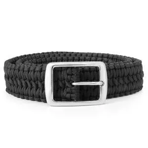 STEEL HAWK Hand-Woven 550 Paracord EDC Outdoor Survival Belt, Stainless Steel Buckle - Black STEEL HAWK Hand-Woven 550 Paracord EDC Outdoor Survival Belt, Stainless Steel Buckle - Black