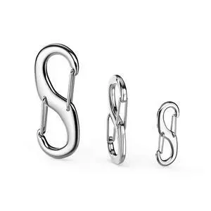 STEEL HAWK S-Shaped Stainless Steel Double Carabiner Clip Snap Hooks, 3-Piece Set (S/M/L) STEEL HAWK S-Shaped Stainless Steel Double Carabiner Clip Snap Hooks, 3-Piece Set (S/M/L)