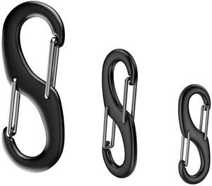STEEL HAWK S-Shaped Stainless Steel Double Carabiner Clip Snap Hooks, 3-Piece Set (S/M/L) PVD Black STEEL HAWK S-Shaped Stainless Steel Double Carabiner Clip Snap Hooks, 3-Piece Set (S/M/L) PVD Black