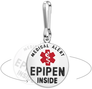 Divoti EpiPen Inside Emergency Medical Alert Tag, 1.25" Stainless Steel Zipper Pull Divoti EpiPen Inside Emergency Medical Alert Tag, 1.25" Stainless Steel Zipper Pull
