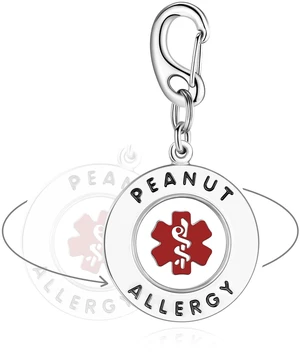 Divoti 1.25" Stainless Steel Peanut Allergy Emergency Medical Alert Bag Tag Quick Clip Divoti 1.25" Stainless Steel Peanut Allergy Emergency Medical Alert Bag Tag Quick Clip
