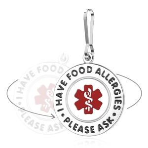 Divoti 1.25" Stainless Steel Food Allergy Emergency Medical Alert Bag Tag Zipper Pull Divoti 1.25" Stainless Steel Food Allergy Emergency Medical Alert Bag Tag Zipper Pull