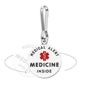 Divoti 1.25" 316L Stainless Steel Medicine Inside Emergency Medical ID Bag Tag Zipper Pull Divoti 1.25" 316L Stainless Steel Medicine Inside Emergency Medical ID Bag Tag Zipper Pull