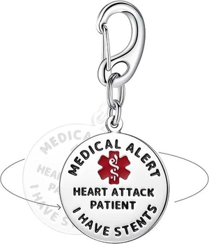 Stainless Steel Medical ID Tag & Quick Clip, Heart Attack & Stents Stainless Steel Medical ID Tag & Quick Clip, Heart Attack & Stents